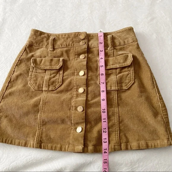 Corduroy Button Down Cargo Pocket Mini Skirt - Picture 5 of 11
